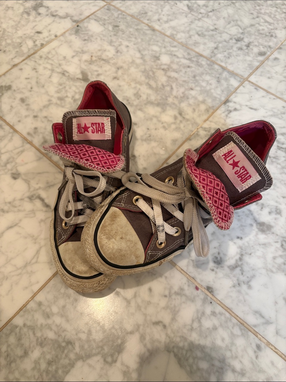 Converse All-Star grey & Pink High-Top Sneakers